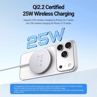 Беспроводное зарядное устройство DUX DUCIS H1 Magnetic Wireless Charger Qi2.2 (25W) - White