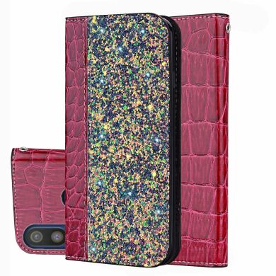 Чехол-книжка Deexe Glittery Crocodile для Samsung Galaxy A40 (А405) - Red