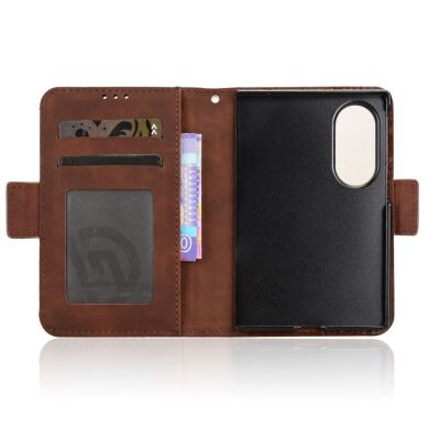 Чехол-книжка с карманами Deexe Wallet Stand (Pencil Slot) для Samsung Galaxy Fold 8 - Brown