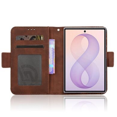 Чехол-книжка с карманами Deexe Wallet Stand (Pencil Slot) для Samsung Galaxy Fold 8 - Brown