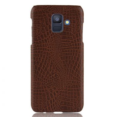 Пластиковый чехол Deexe Croco Style для Samsung Galaxy A6 2018 (A600) - Brown