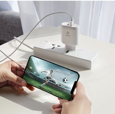 Сетевое зарядное устройство BASEUS Bojure Series (2USB, 1xQuickCharge QC3.0 23W) - White