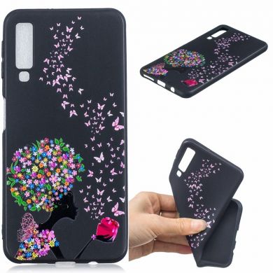 Силиконовый (TPU) чехол Deexe Life Style для Samsung Galaxy A7 2018 (A750) - Flowered Girl and Butterfly