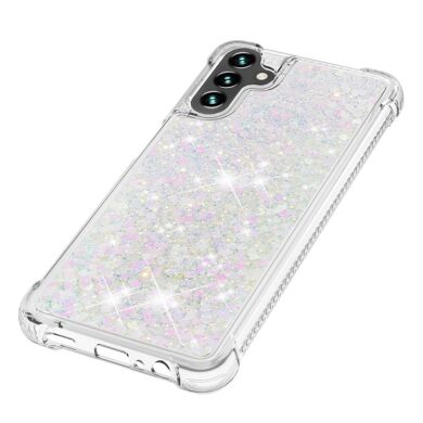 Силиконовый (TPU) чехол Deexe Liquid Glitter для Samsung Galaxy A13 5G (A136) / A04s (A047) - Shiny Hearts