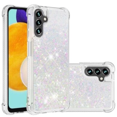 Силиконовый (TPU) чехол Deexe Liquid Glitter для Samsung Galaxy A13 5G (A136) / A04s (A047) - Shiny Hearts