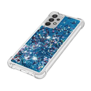 Силиконовый (TPU) чехол Deexe Liquid Glitter для Samsung Galaxy A32 (А325) - Blue Hearts