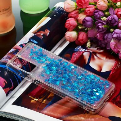 Силиконовый (TPU) чехол Deexe Liquid Glitter для Samsung Galaxy S20 (G980) - Dark Blue