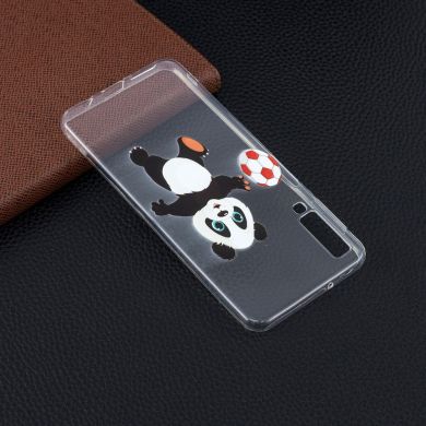 Силиконовый (TPU) чехол Deexe Pretty Glossy для Samsung Galaxy A7 2018 (A750) - Panda Playing Football
