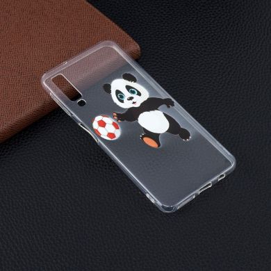 Силиконовый (TPU) чехол Deexe Pretty Glossy для Samsung Galaxy A7 2018 (A750) - Panda Playing Football