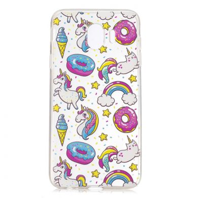 Силиконовый (TPU) чехол Deexe Pretty Glossy для Samsung Galaxy J4 2018 (J400) - Unicorn Pattern