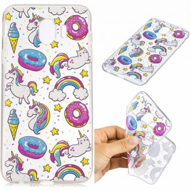 Силиконовый (TPU) чехол Deexe Pretty Glossy для Samsung Galaxy J4 2018 (J400) - Unicorn Pattern