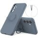 Силіконовий (TPU) чохол з кільцем Deexe Color Shell для Samsung Galaxy S26 FE - Dark Blue