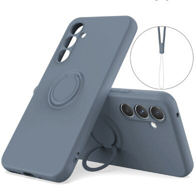 Силіконовий (TPU) чохол з кільцем Deexe Color Shell для Samsung Galaxy S26 FE - Dark Blue