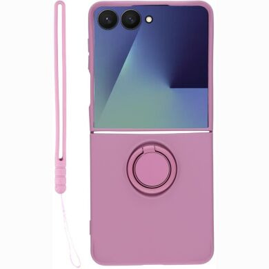 Силиконовый (TPU) чехол с кольцом Deexe Color Shell (FF) для Samsung Galaxy Flip 8 - Purple