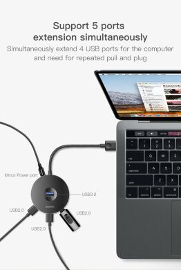 USB HUB BASEUS Round Box Type-C to USB 3.0 + 3USB 2.0 - Black