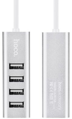 USB HUB Hoco HB1 USB to 4USB 2.0 (1m) - Silver