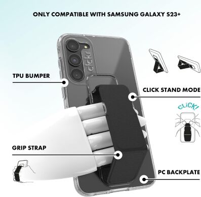 Защитный чехол CLCKR Stand & Grip Case для Samsung Galaxy S23 Plus (S916) 52965 - Clear / Black