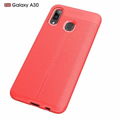 Защитный чехол Deexe Leather Cover для Samsung Galaxy A30 (A305) - Red