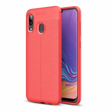 Защитный чехол Deexe Leather Cover для Samsung Galaxy A30 (A305) - Red