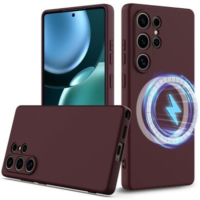 Захисний чохол Deexe Silicone Case with MagSafe для Samsung Galaxy S25 Ultra (S938) - Wine Red