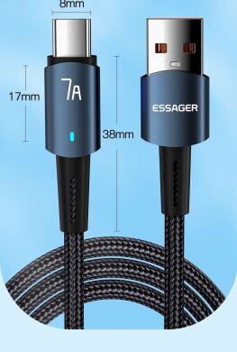 Кабель ESSAGER Sunset USB to Type-C (7A, 100W, 2m) EXC7A-CGA01-P - Black