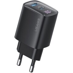 Сетевое зарядное устройство USAMS US-CC229 GaN 30W (USB + Type-C) - Black