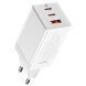 Сетевое зарядное устройство Baseus GaN3 Pro Fast Charger 2C+U 65W + кабель Type-C to Type-C (100W, 5A, 1m) CCGP050102 - White. Фото 1 из 24