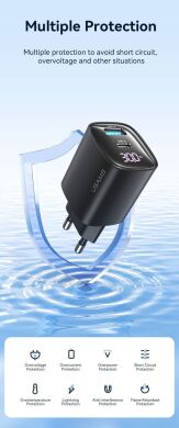 Сетевое зарядное устройство USAMS US-CC229 GaN 30W (USB + Type-C) - Black