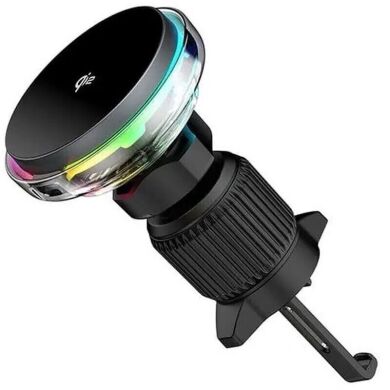 Автомобильный держатель с функцией беспроводной зарядки WIWU CH-324 Aurora Qi2 (15W) - Black