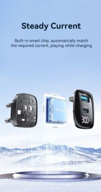 Сетевое зарядное устройство USAMS US-CC229 GaN 30W (USB + Type-C) - Black