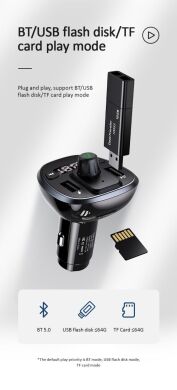 FM модулятор Usams US-CC115 C21 Dual USB 3.4A Digital Display - Black