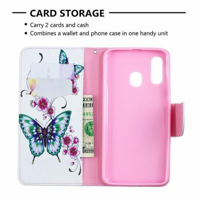 Чохол-книжка Deexe Color Wallet для Samsung Galaxy A40 (А405) - Butterflies and Flowers