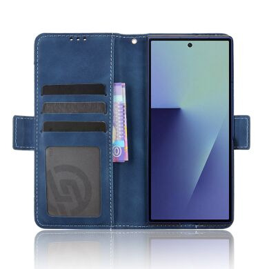 Чехол-книжка с карманами Deexe Wallet Stand (FF) для Samsung Galaxy Fold 8 Ultra - Blue