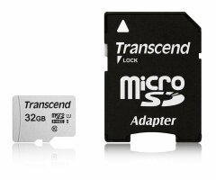 Карта памяти Transcend microSDHC 300S 32GB UHS-I U1 + адаптер - Black