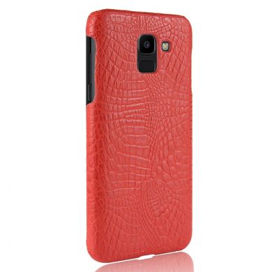 Пластиковый чехол Deexe Croco Style для Samsung Galaxy J6 2018 (J600) - Red
