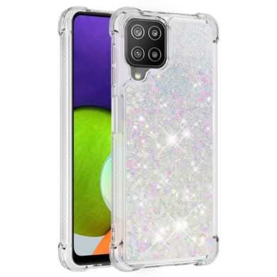 Силиконовый (TPU) чехол Deexe Liquid Glitter для Samsung Galaxy A22 (A225) / M22 (M225) - Shiny Hearts