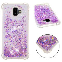 Силиконовый (TPU) чехол Deexe Liquid Glitter для Samsung Galaxy J6+ (J610) - Light Purple