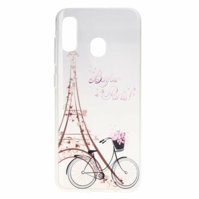 Силиконовый (TPU) чехол Deexe Pretty Glossy для Samsung Galaxy A10s (A107) - Eiffel Tower and Bicycle