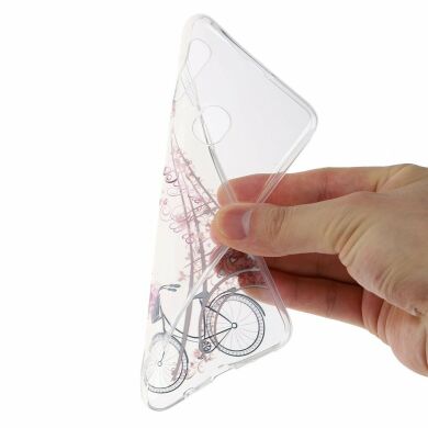 Силиконовый (TPU) чехол Deexe Pretty Glossy для Samsung Galaxy A10s (A107) - Eiffel Tower and Bicycle