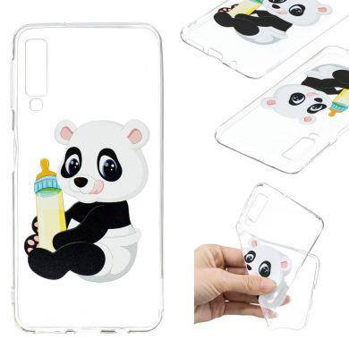 Силиконовый (TPU) чехол Deexe Pretty Glossy для Samsung Galaxy A7 2018 (A750) - Panda Holding a Bottle