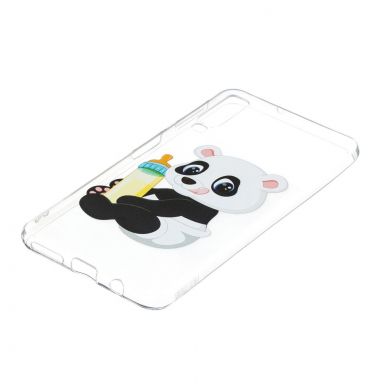Силиконовый (TPU) чехол Deexe Pretty Glossy для Samsung Galaxy A7 2018 (A750) - Panda Holding a Bottle