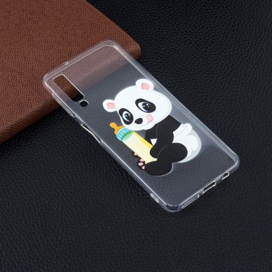 Силиконовый (TPU) чехол Deexe Pretty Glossy для Samsung Galaxy A7 2018 (A750) - Panda Holding a Bottle