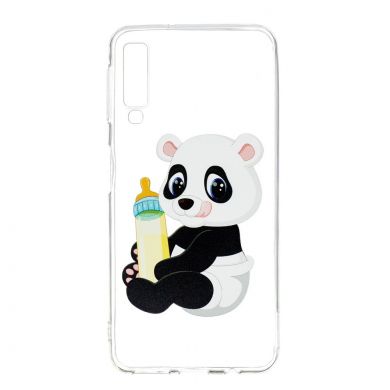 Силиконовый (TPU) чехол Deexe Pretty Glossy для Samsung Galaxy A7 2018 (A750) - Panda Holding a Bottle