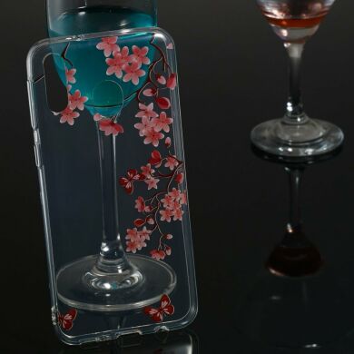 Силіконовий (TPU) чохол Deexe Pretty Glossy для Samsung Galaxy M20 (M205) - Butterfly and Flower