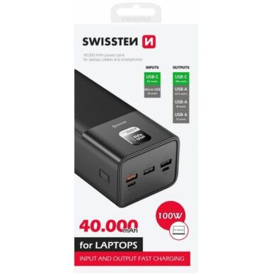 Внешний аккумулятор SWISSTEN Power Line PD100W (40000mAh) - Black