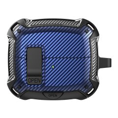 Защитный чехол Deexe Carbon Shield для Samsung Galaxy Buds 3 / Buds 3 Pro - Black / Blue