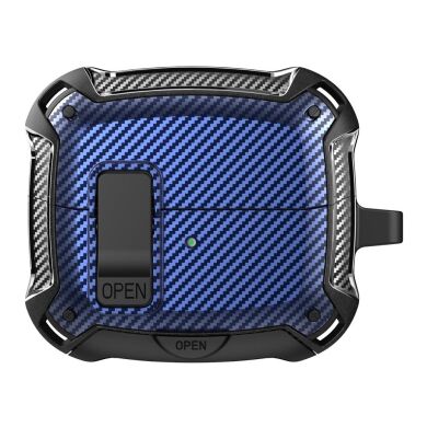 Защитный чехол Deexe Carbon Shield для Samsung Galaxy Buds 3 / Buds 3 Pro - Black / Blue