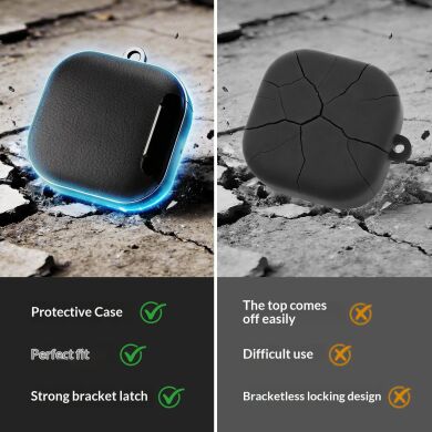 Защитный чехол Deexe Leather Cover (FH) для Samsung Galaxy Buds 4 / Buds 4 Pro - Black