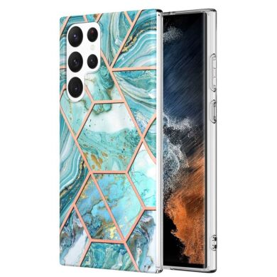 Защитный чехол Deexe Marble Pattern для Samsung Galaxy S23 Ultra - Blue