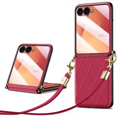 Защитный чехол SULADA Rhombus Leather для Samsung Galaxy Flip 8 - Red